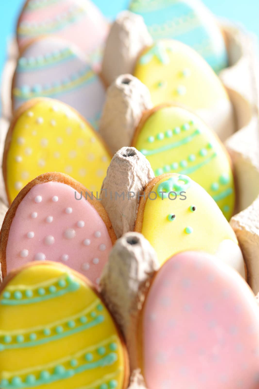 Easter homemade gingerbread cookie with shallow DOF