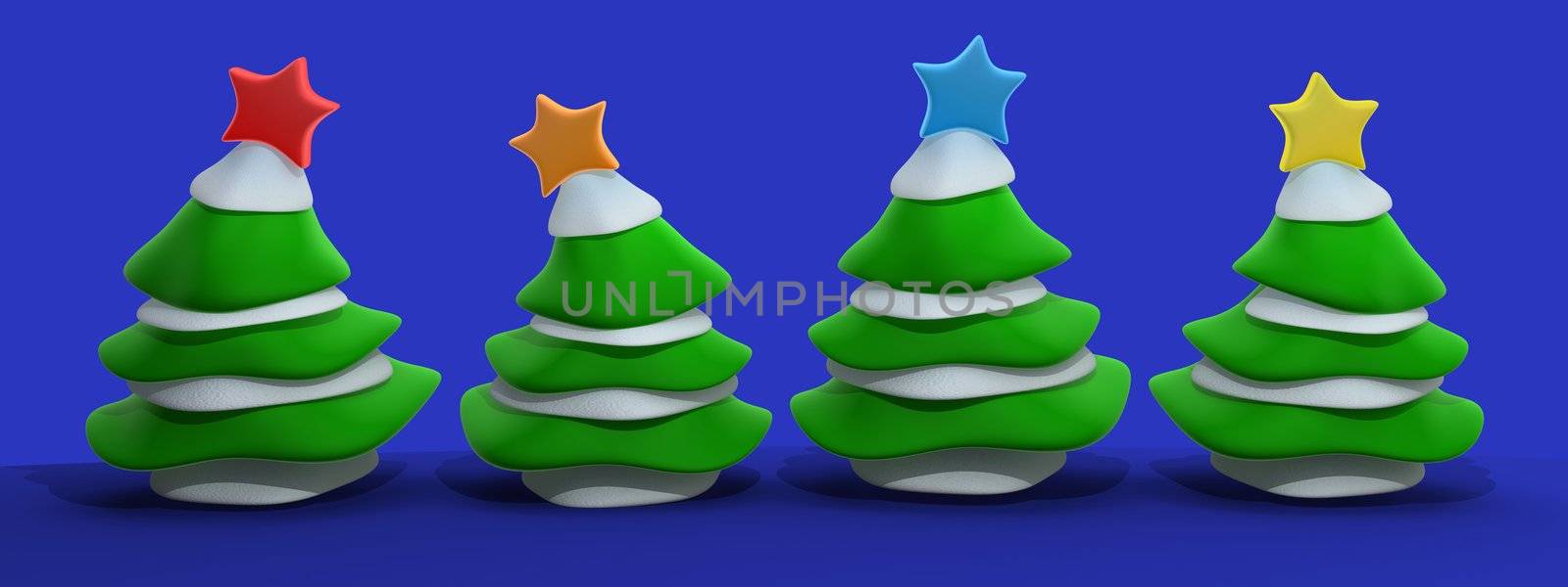 Computer Generated Image - Christmas Trees .