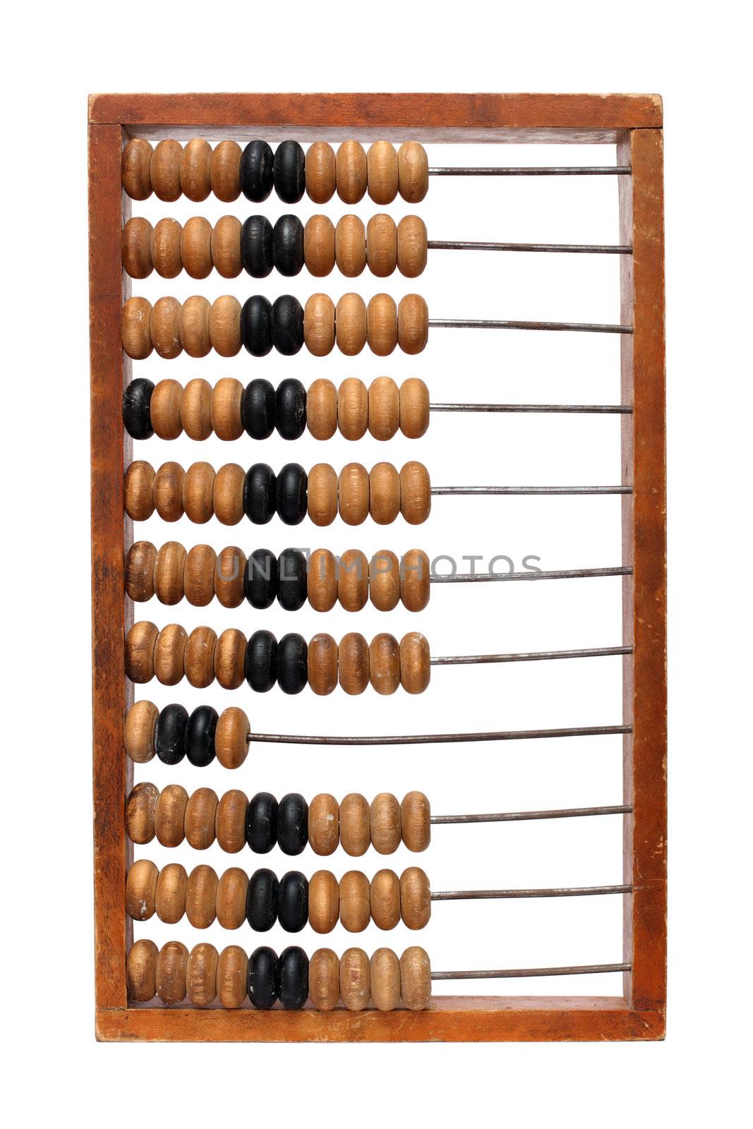 old abacus - obsolete calculator isolated on white