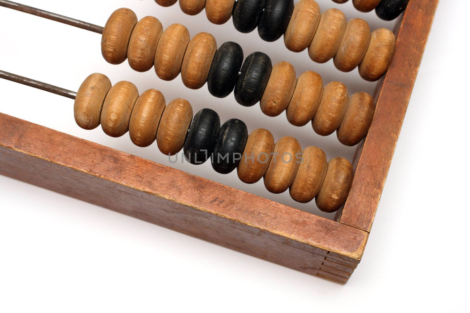 part of old wooden abacus close-up