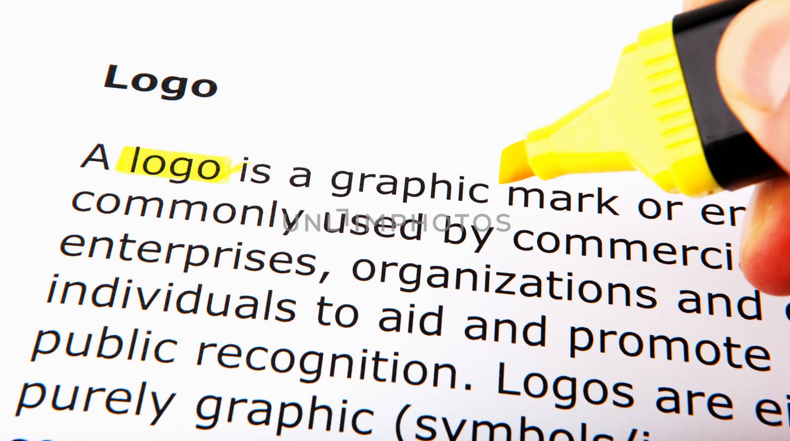 Text highlighted in yellow with felt tip pen