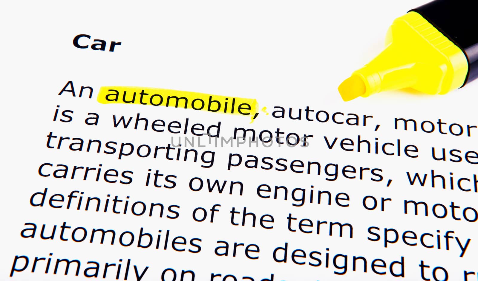 Text highlighted in yellow with felt tip pen