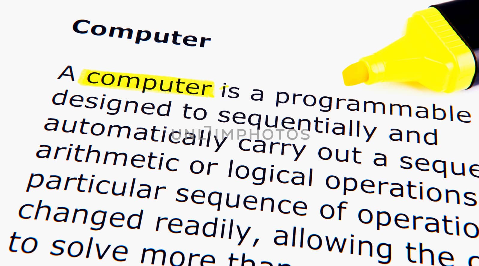 Text highlighted in yellow with felt tip pen