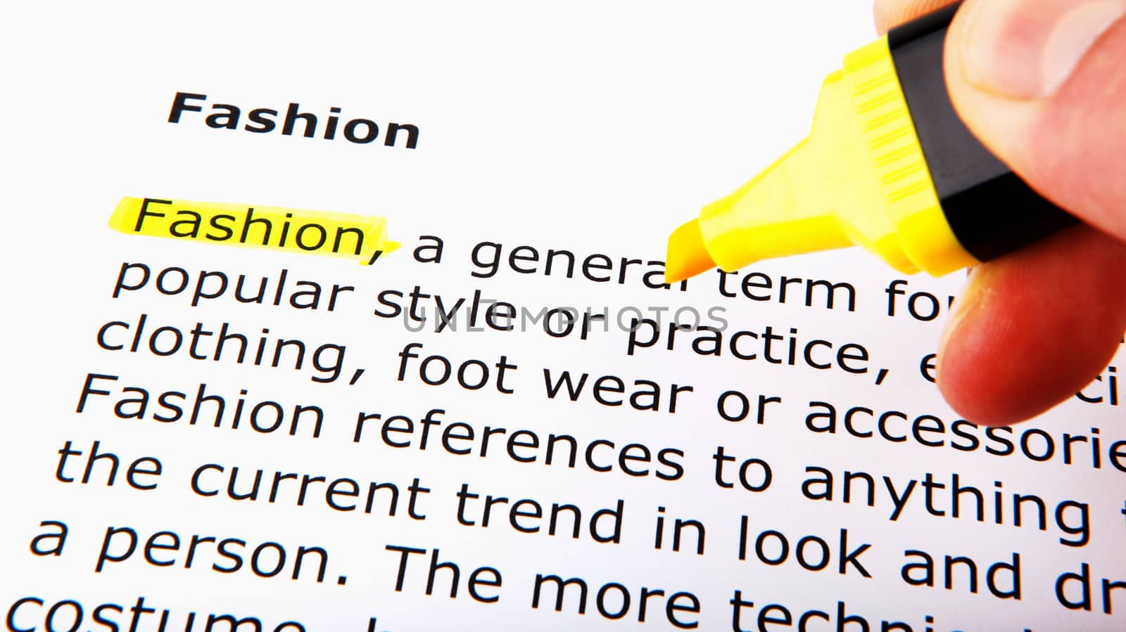 Text highlighted in yellow with felt tip pen