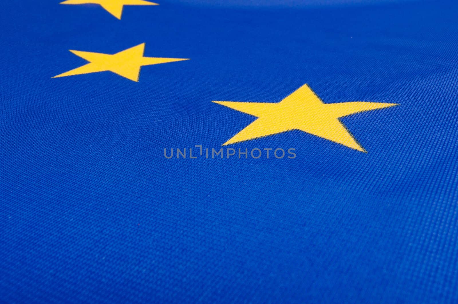 Closeup of Glossy Flag of European Union - EU Flag Drapery
