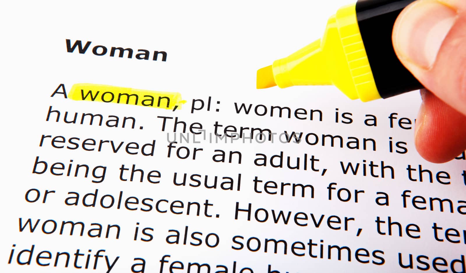 Text highlighted in yellow with felt tip pen