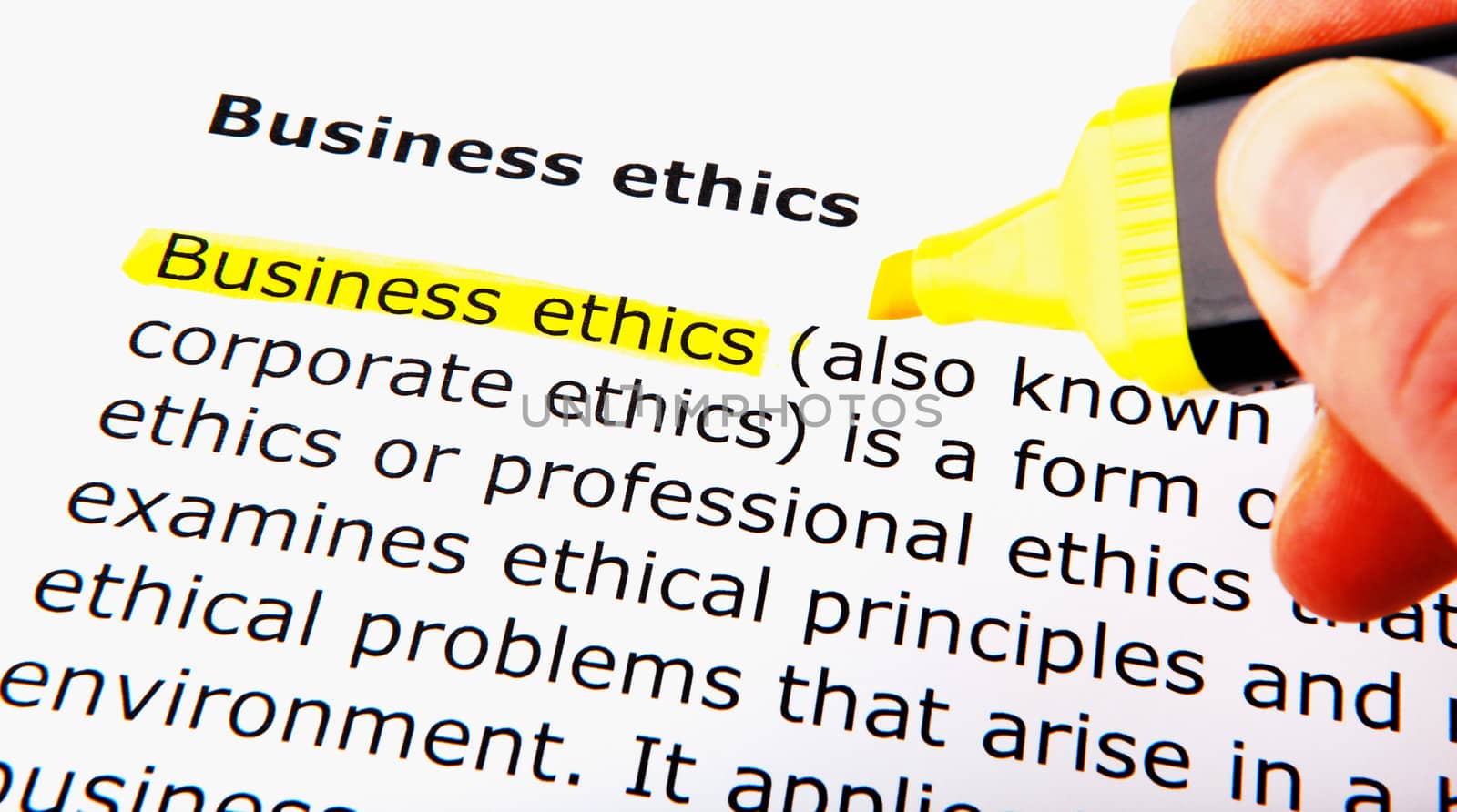 Text highlighted in yellow with felt tip pen