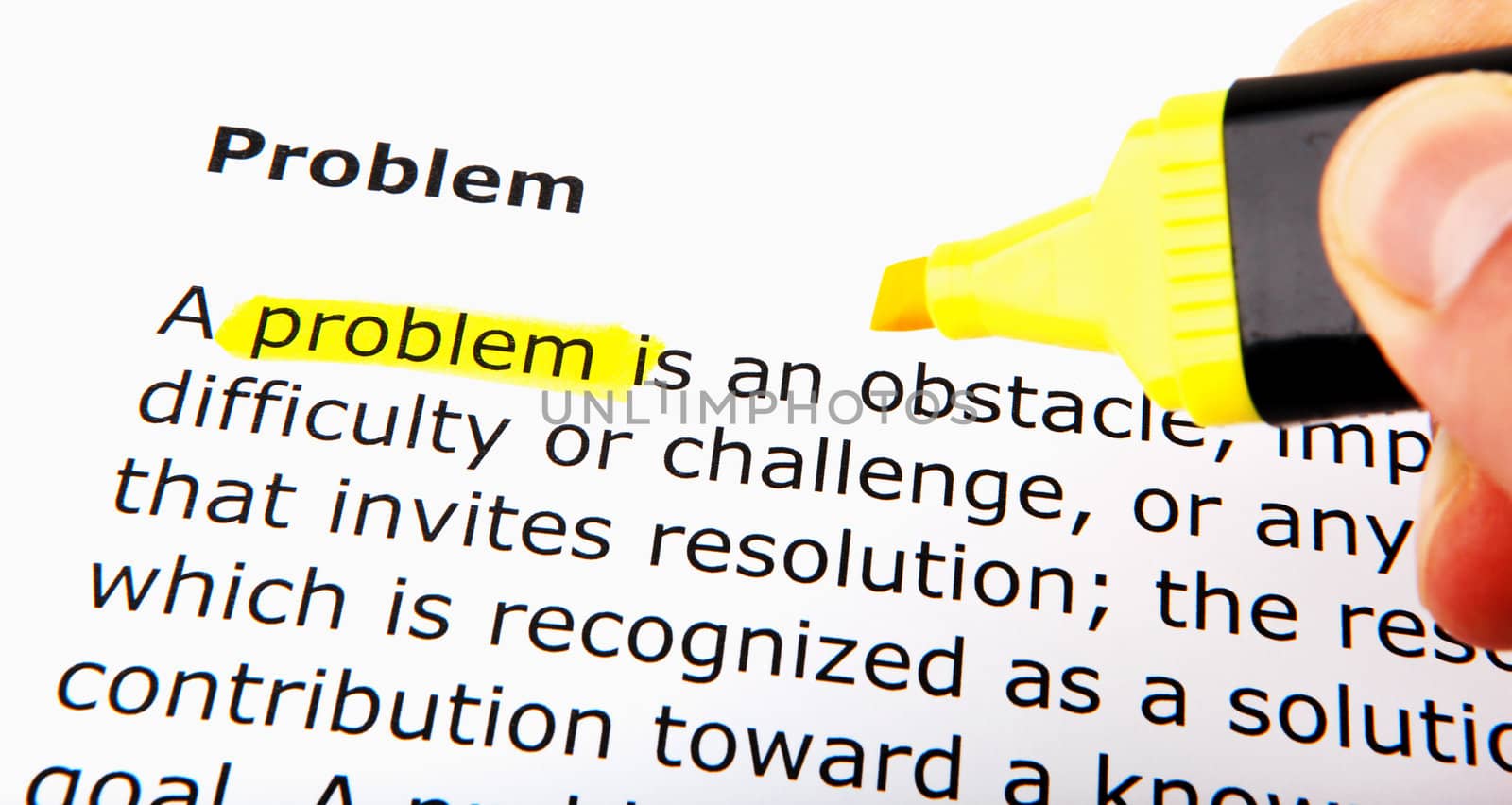 Text highlighted in yellow with felt tip pen