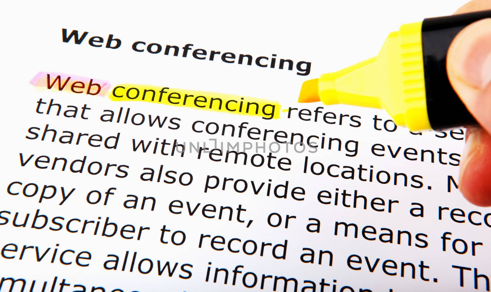 Text highlighted in yellow with felt tip pen