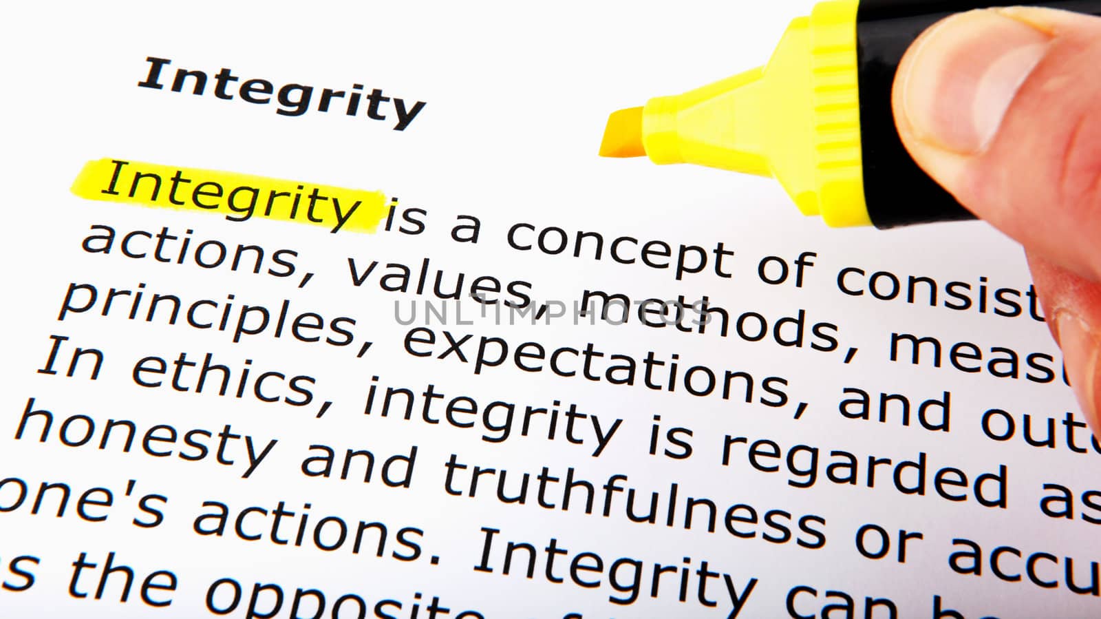 Text highlighted in yellow with felt tip pen