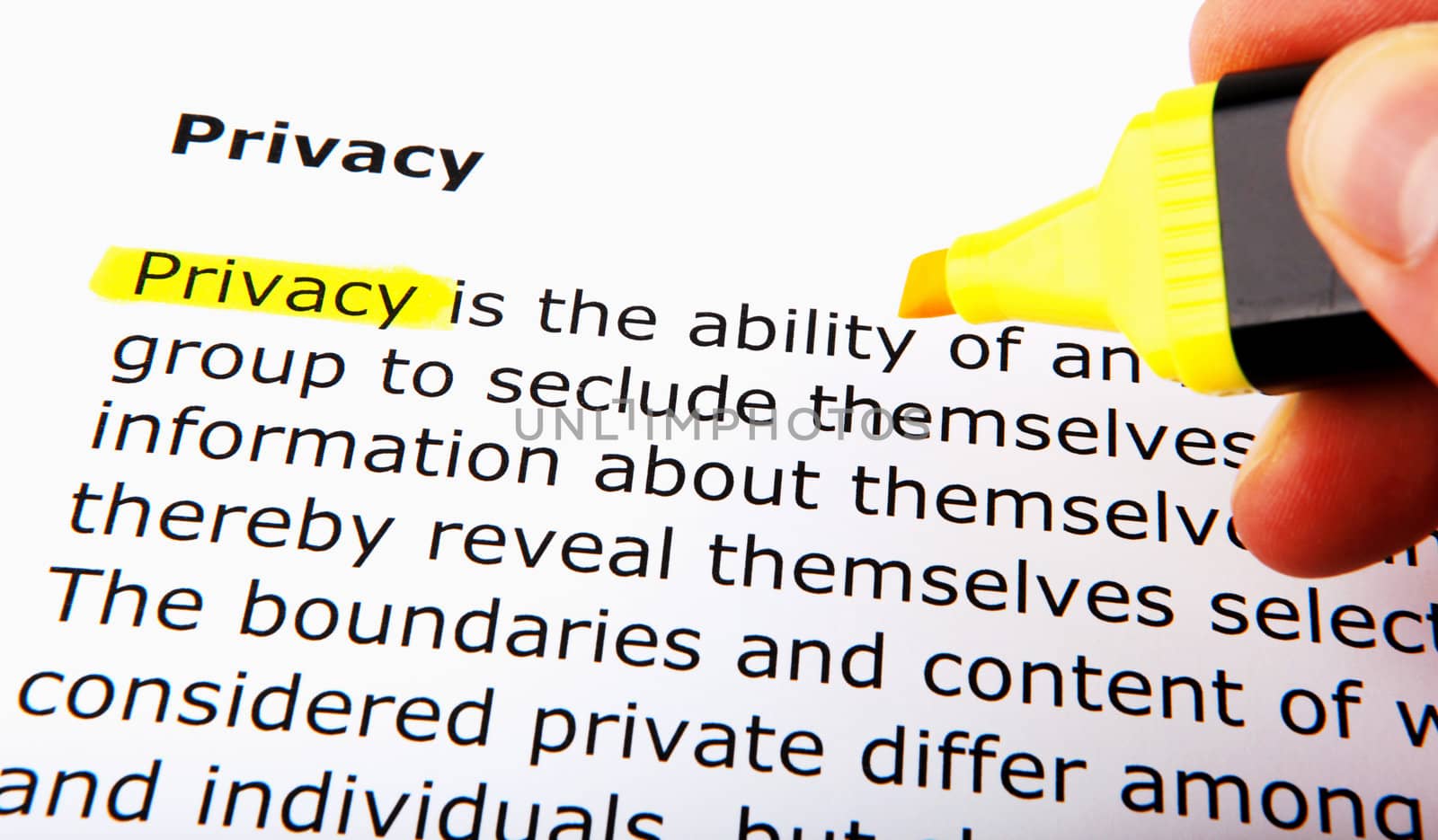 Text highlighted in yellow with felt tip pen
