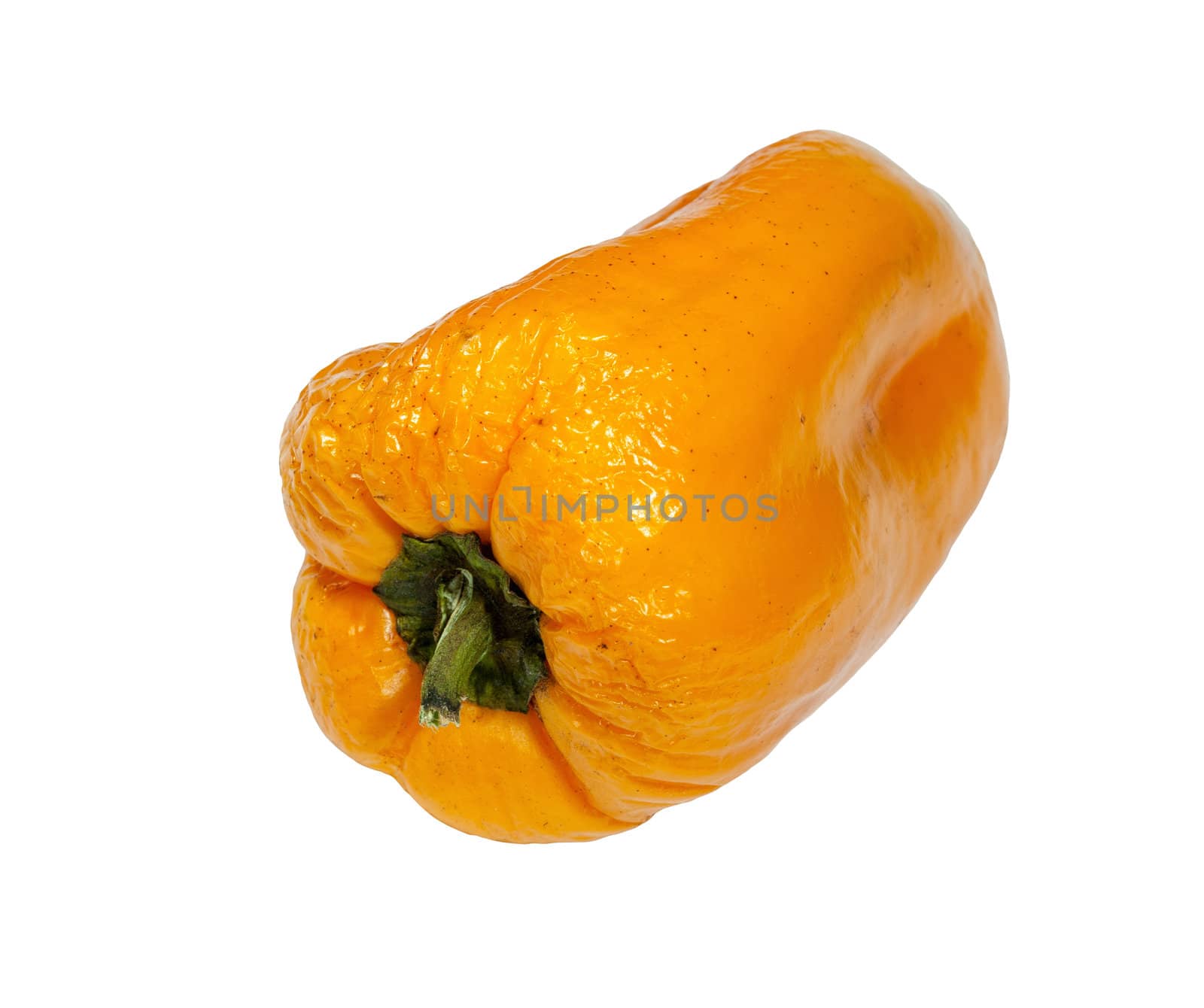 yellow old pepper isolated on white background