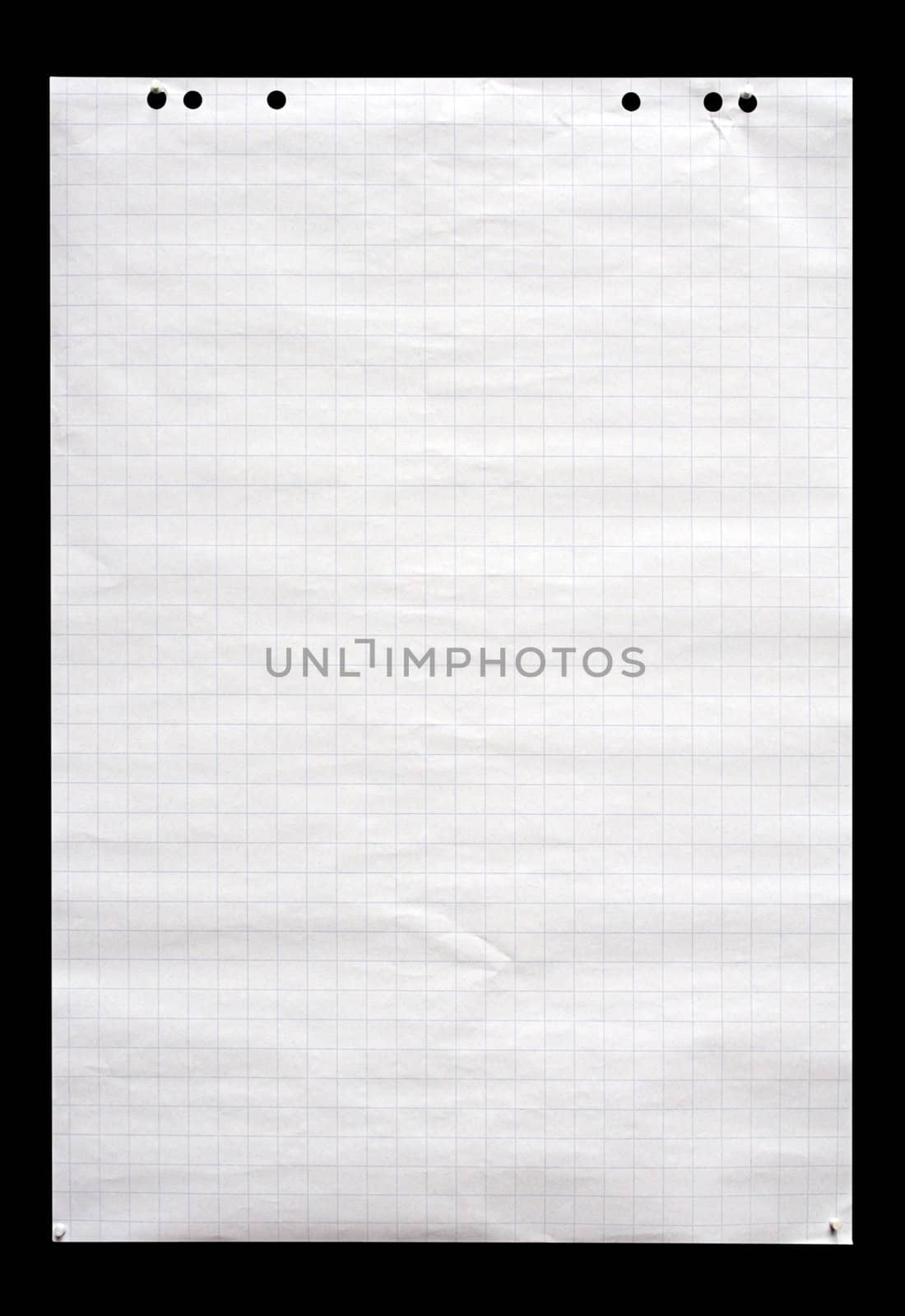 Blank sheet of paper pinned to a black background. File contains clipping path.