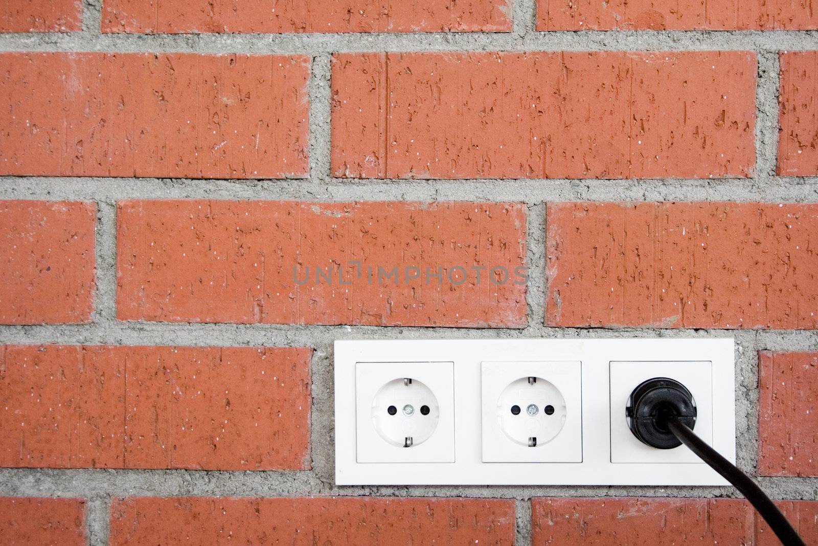Brick Wall with Power Outlet by winterling
