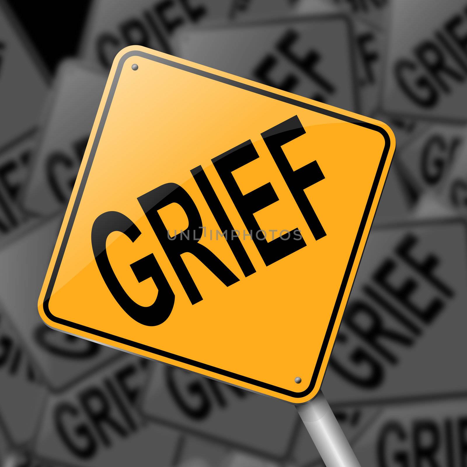 Illustration depicting a sign with a grief concept.