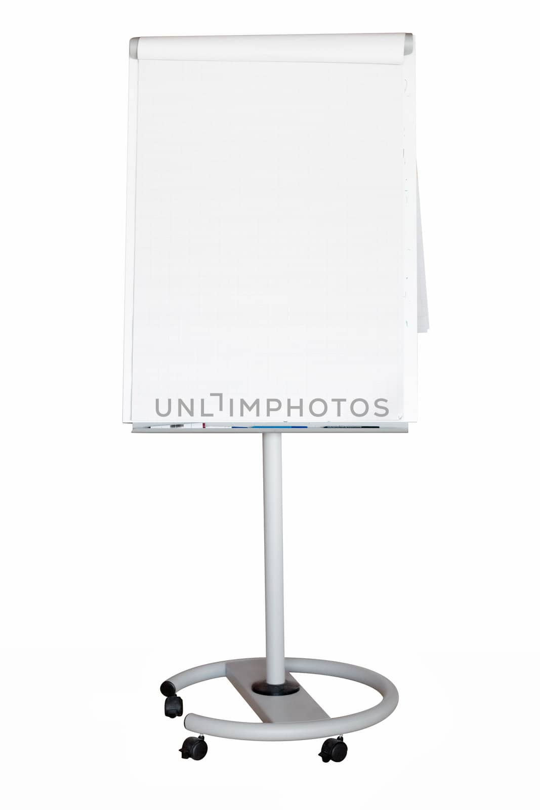 Blank flip chart isolated on a white background. File contains clipping path.