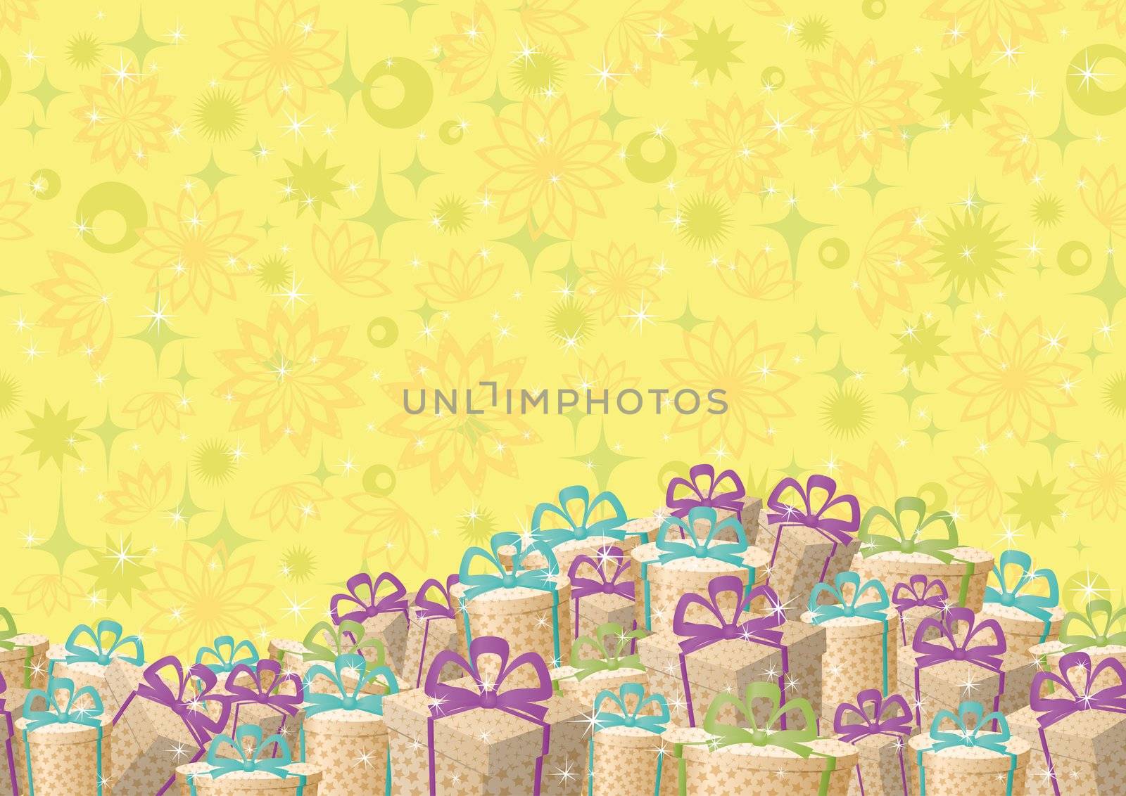 Holiday gift boxes, background by alexcoolok