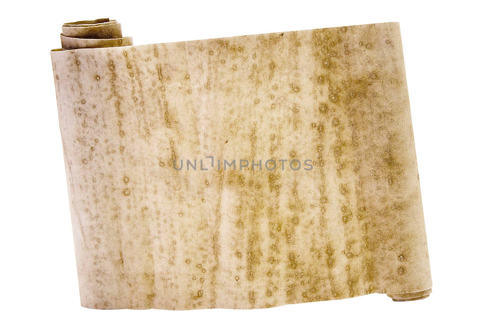 Old scroll isolated on a white background. File contains clipping path.