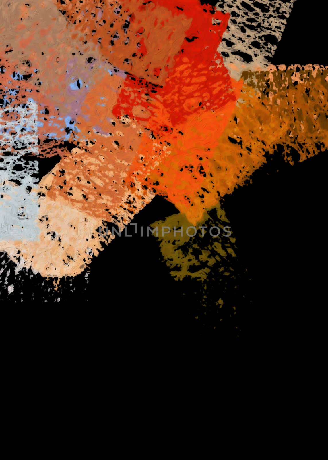 Abstract paint strokes on black background. Digital illustration.