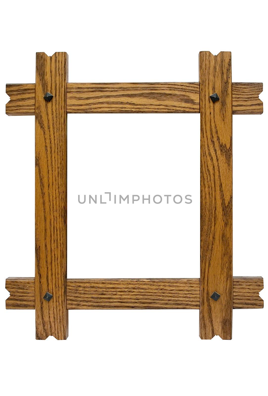 Wooden picture frame isolated on a white background. File contains clipping path.