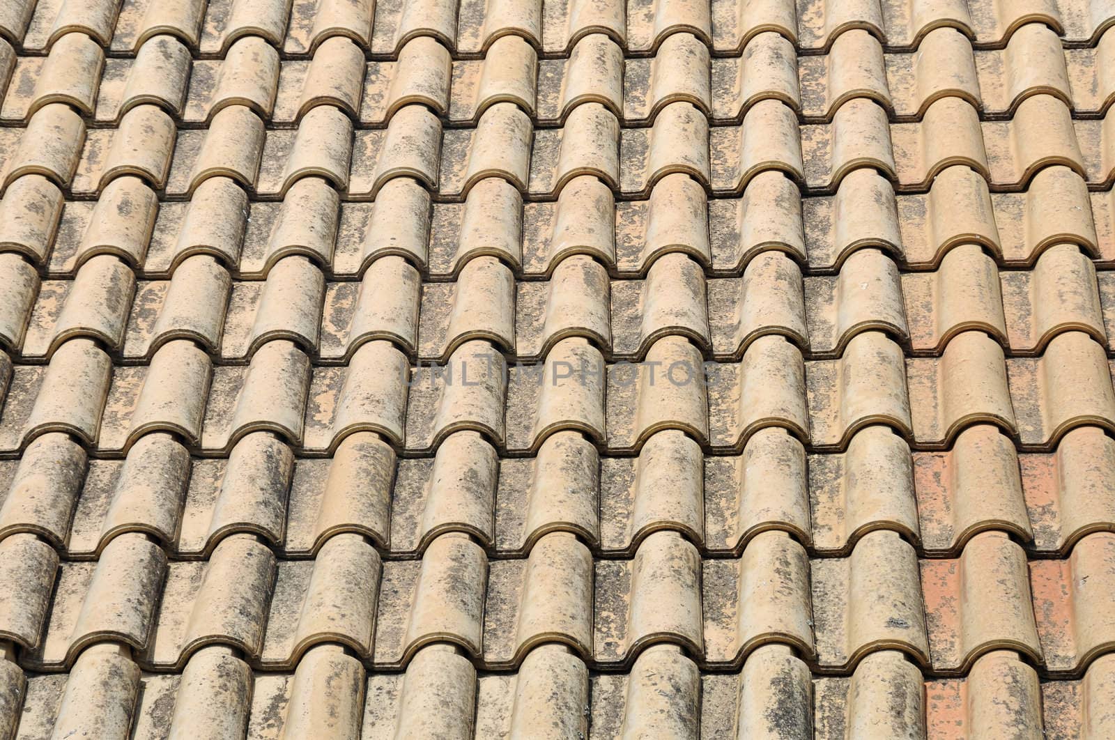 Ceramic roof tiles abstract background.