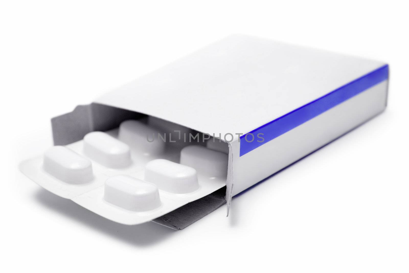 Boxed pills isolated on white.