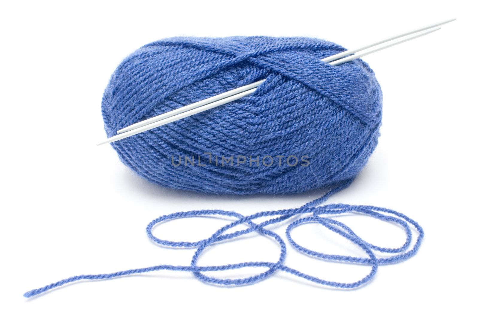 Blue Wool and Needles by winterling