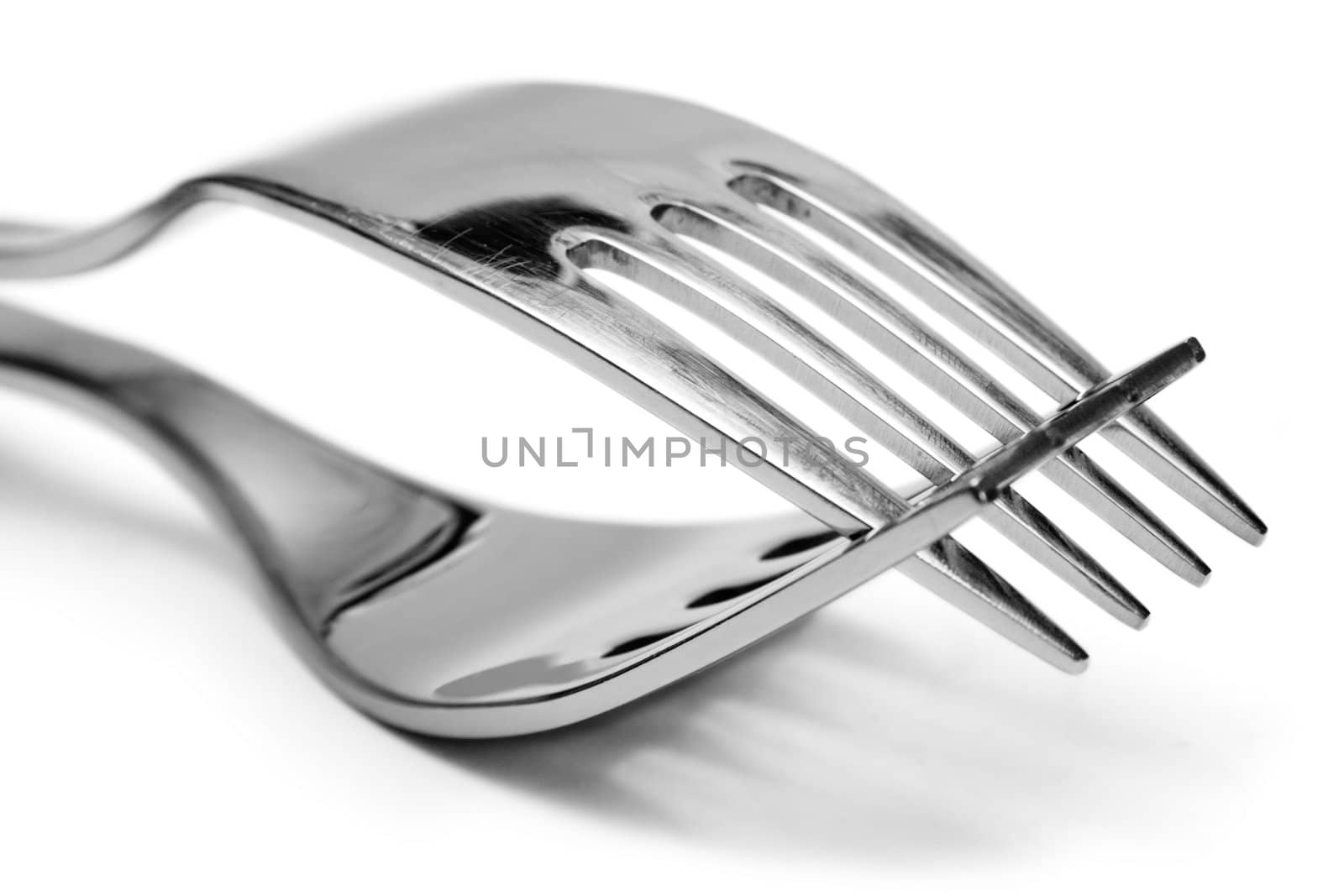 Teethed forks isolated on white.