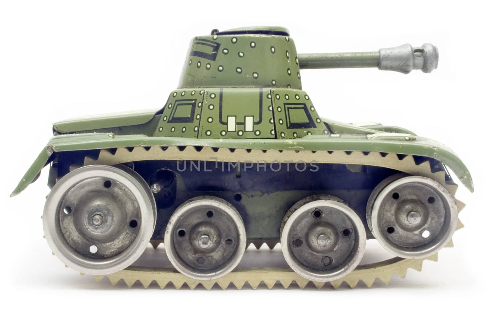 Antique tank model isolated on white.