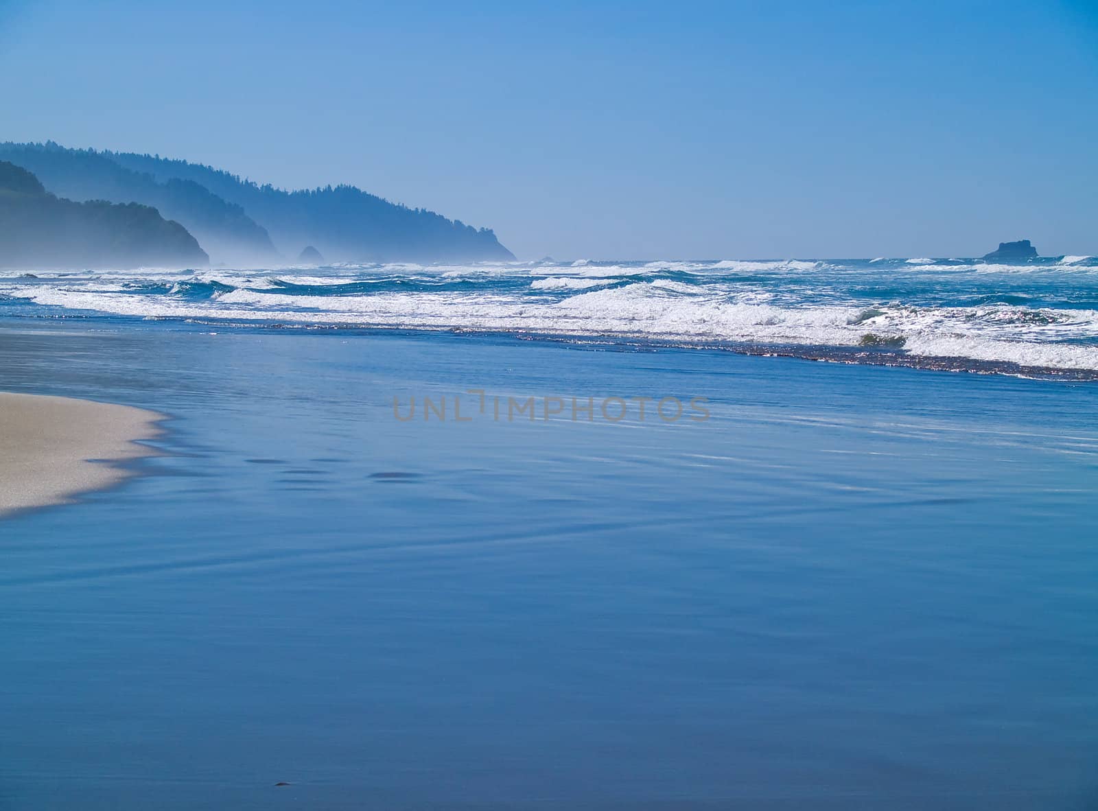 Ocean Waves on the Shore on a Clear, Sunny Day