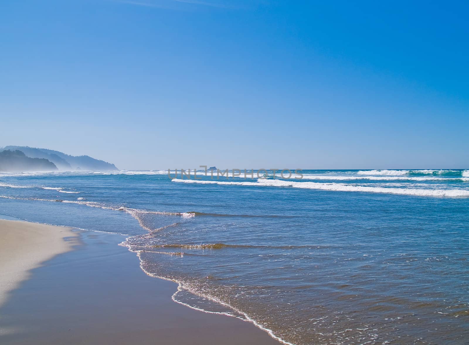 Ocean Waves on the Shore on a Clear, Sunny Day