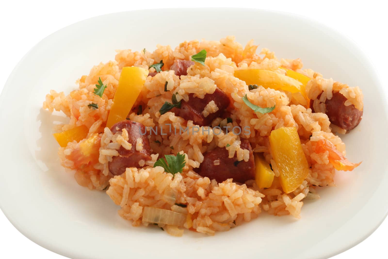 rice with sausages and vegetables
