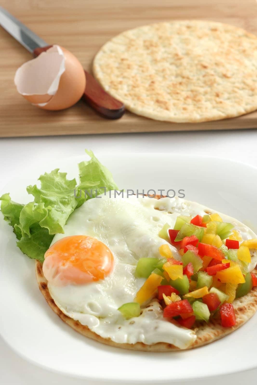 fried egg with salsa