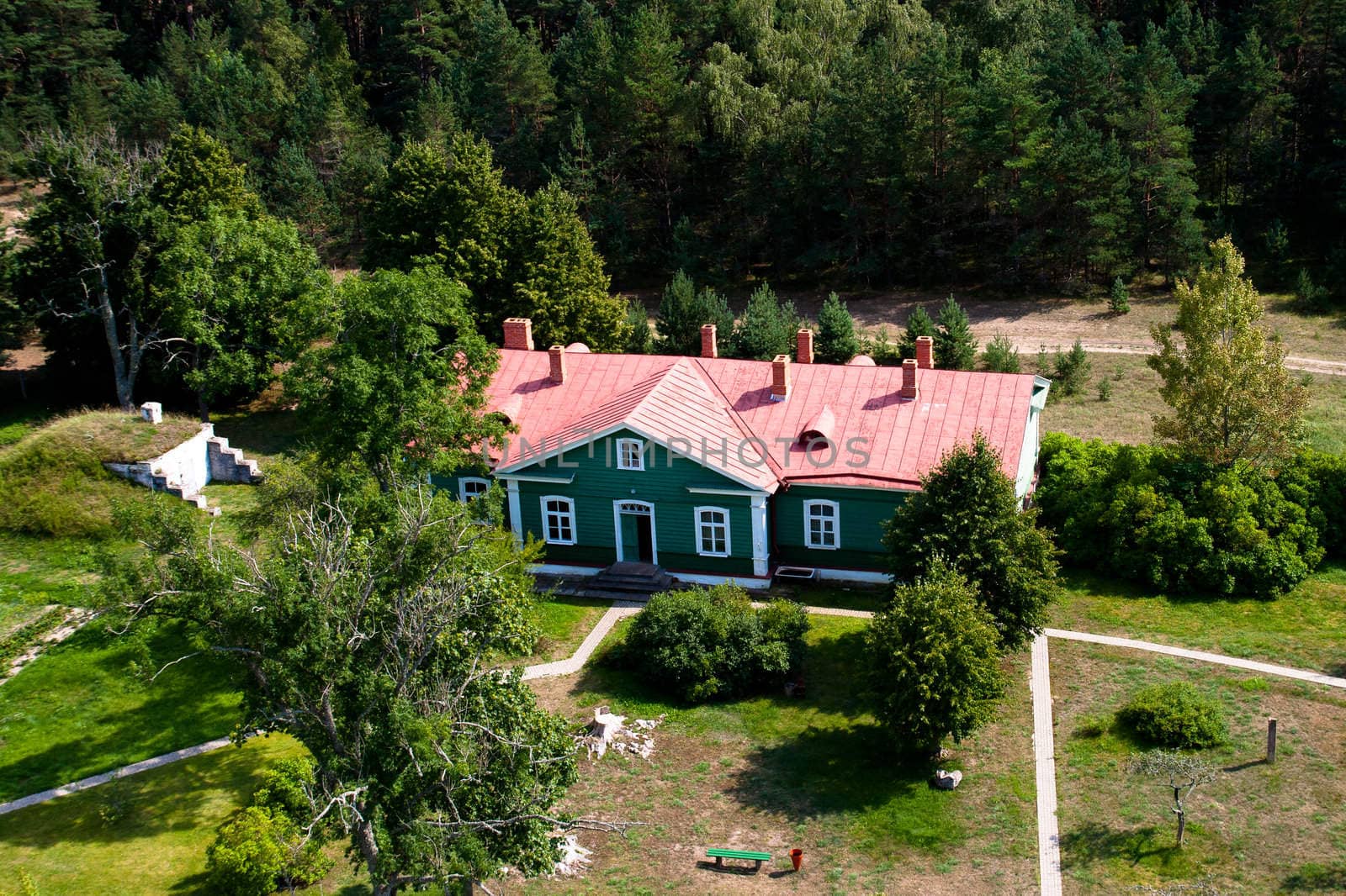 lonely house the forest from above