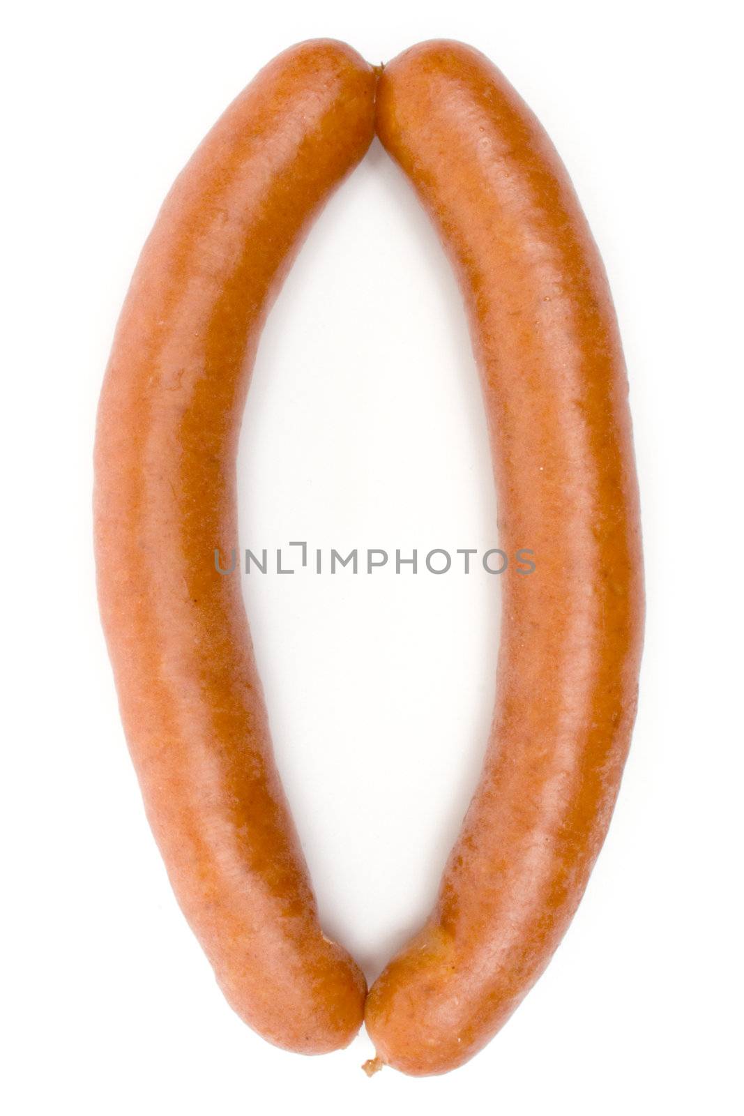 Pair of hot sausages isolated on a white background.