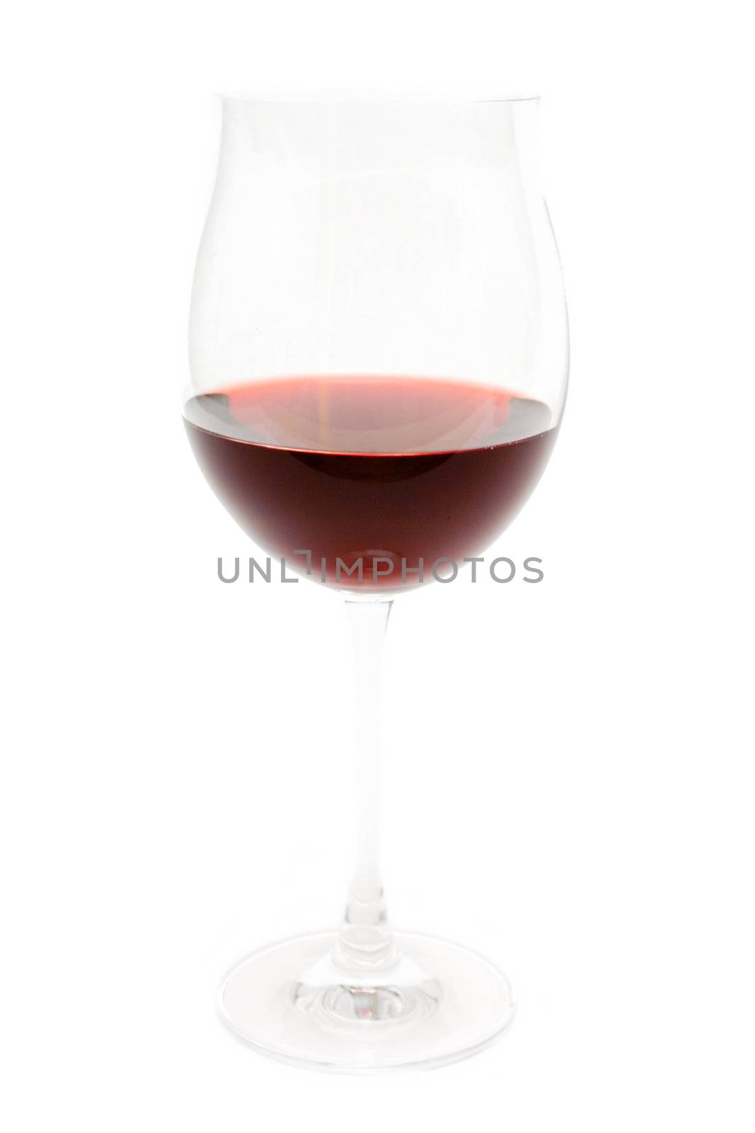 Glass of red wine isolated on white background.