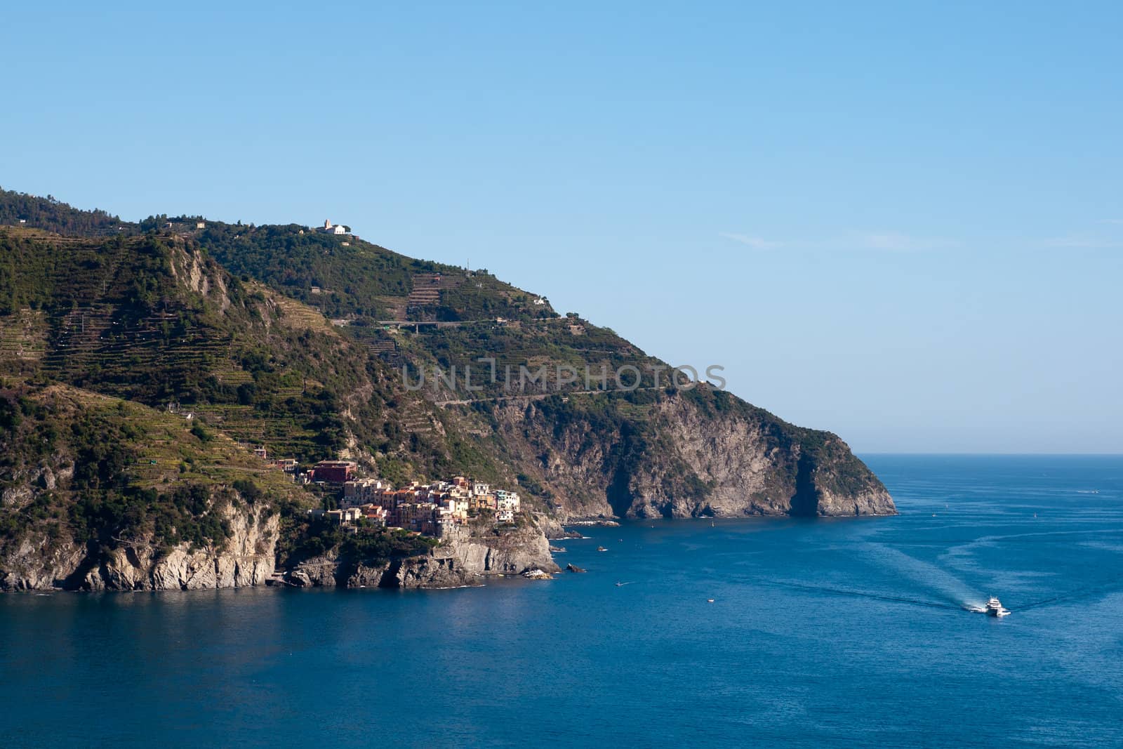 Cinque Terre National Park, Italy,view of the Maranola from Corniglia village.