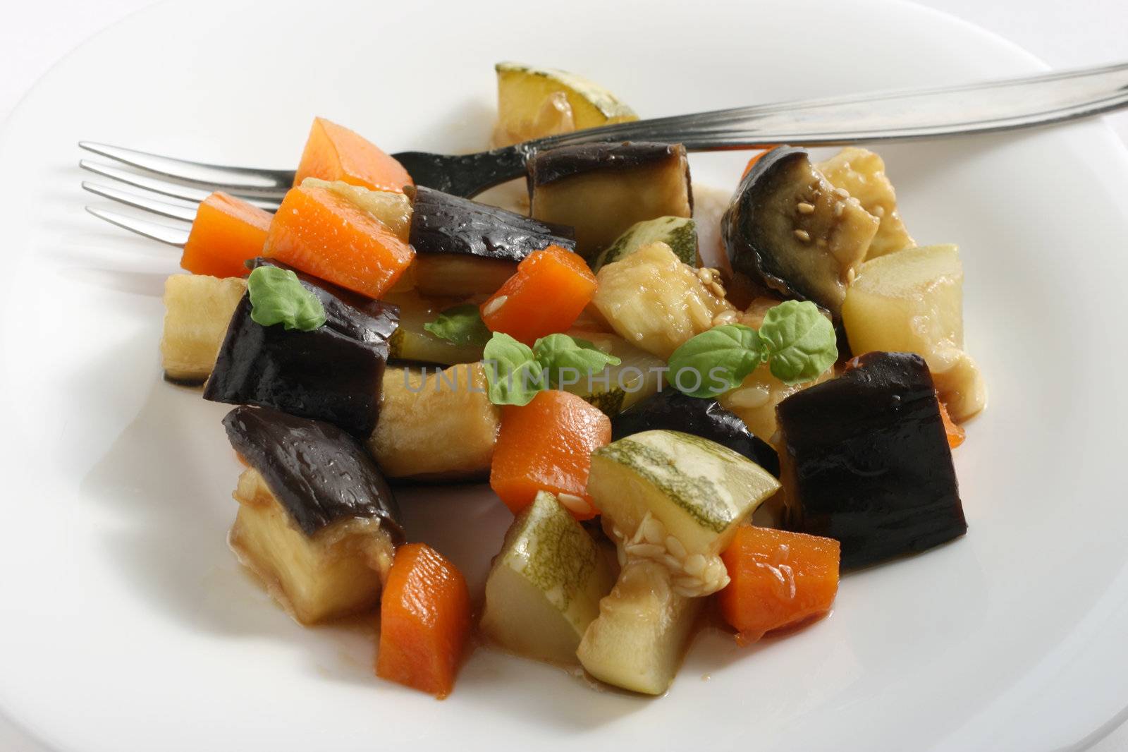 boiled vegetables with oil and soy sauce by nataliamylova