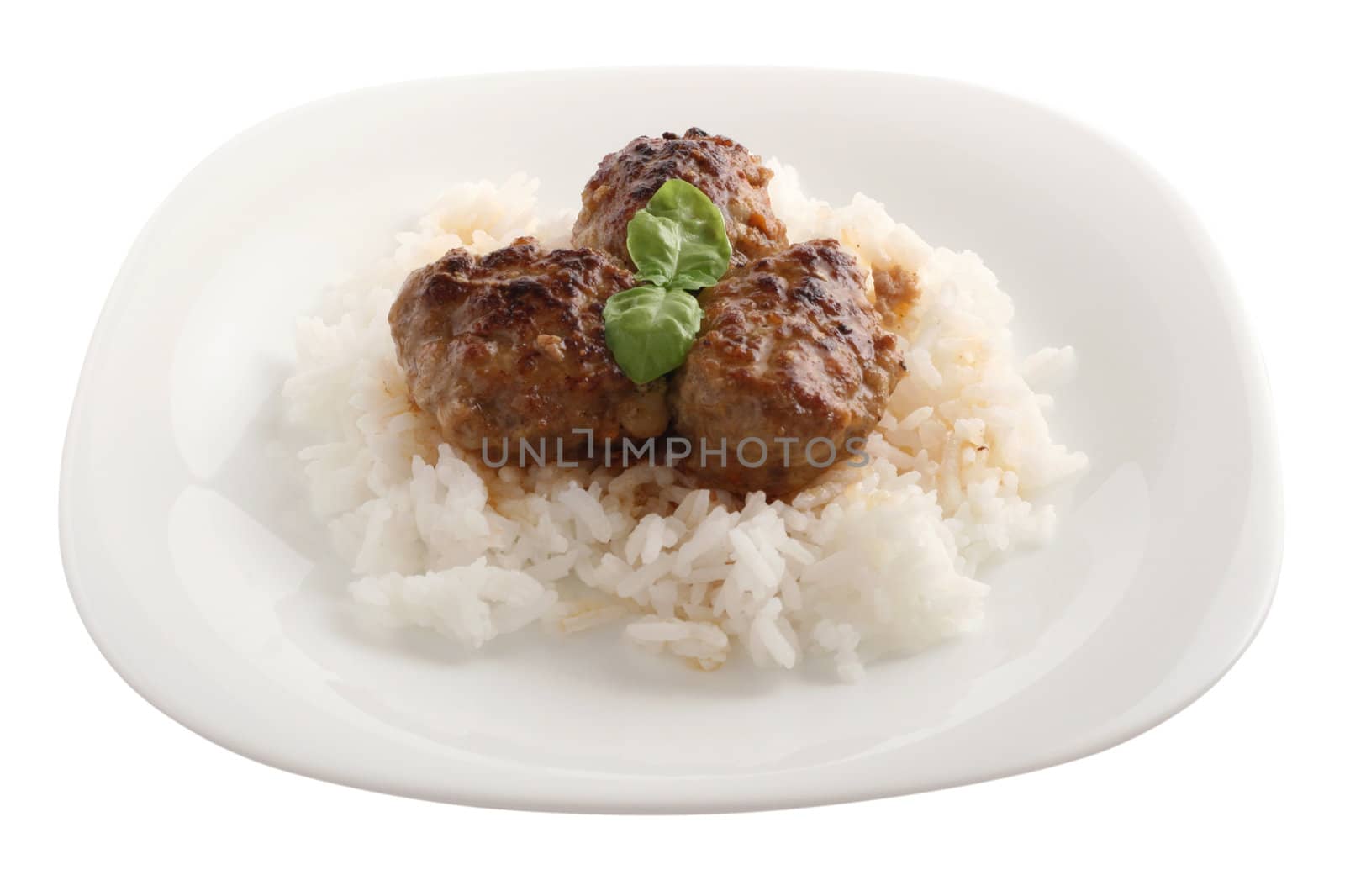 meatballs with boiled rice