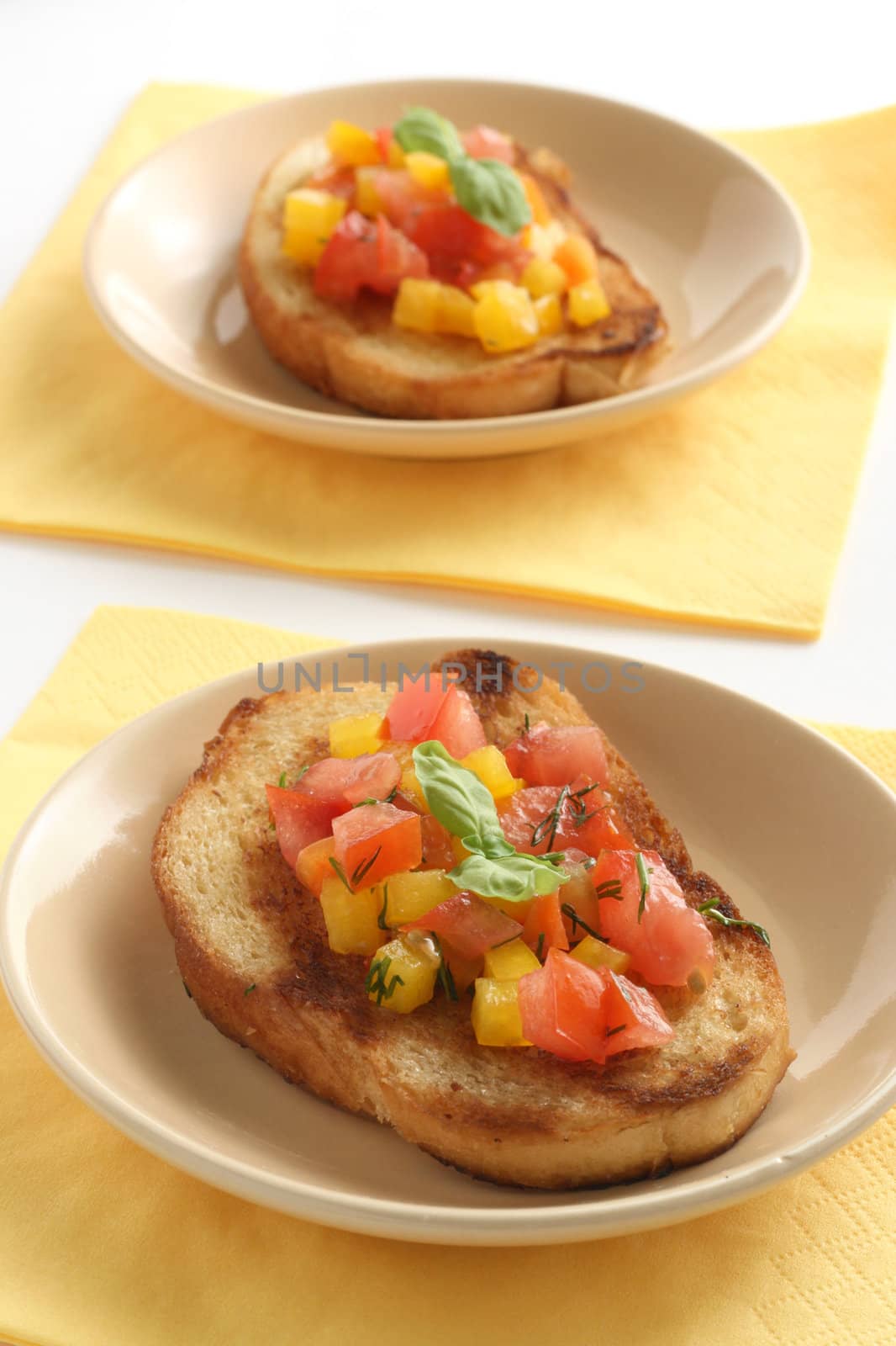 toast with cut vegetables