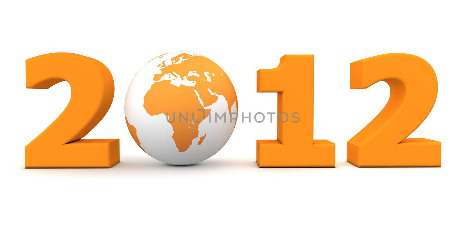 orange date 2012 with a 3D globe replacing number 0