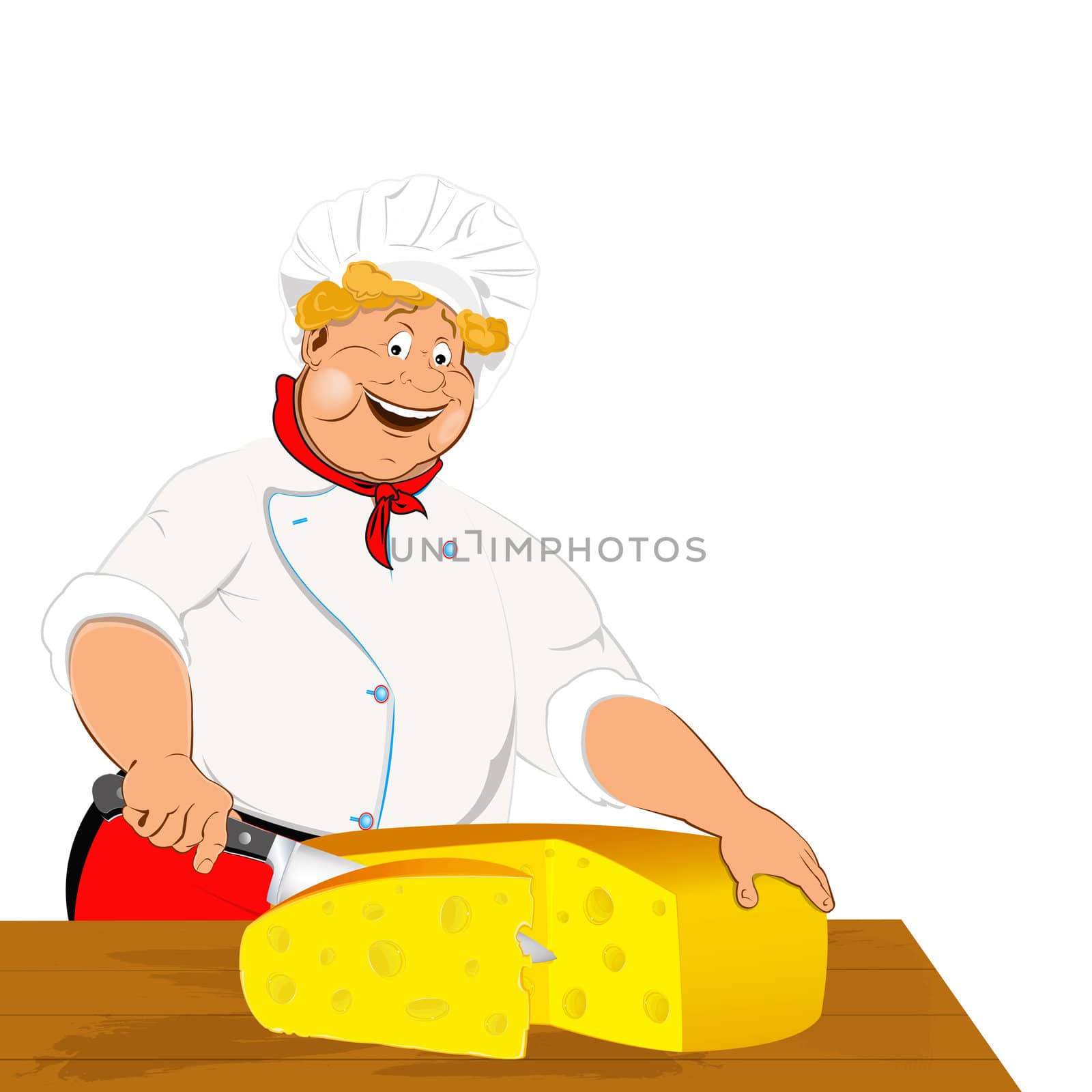 Funny Chef and Natural swiss dairy cheese by sergey150770SV