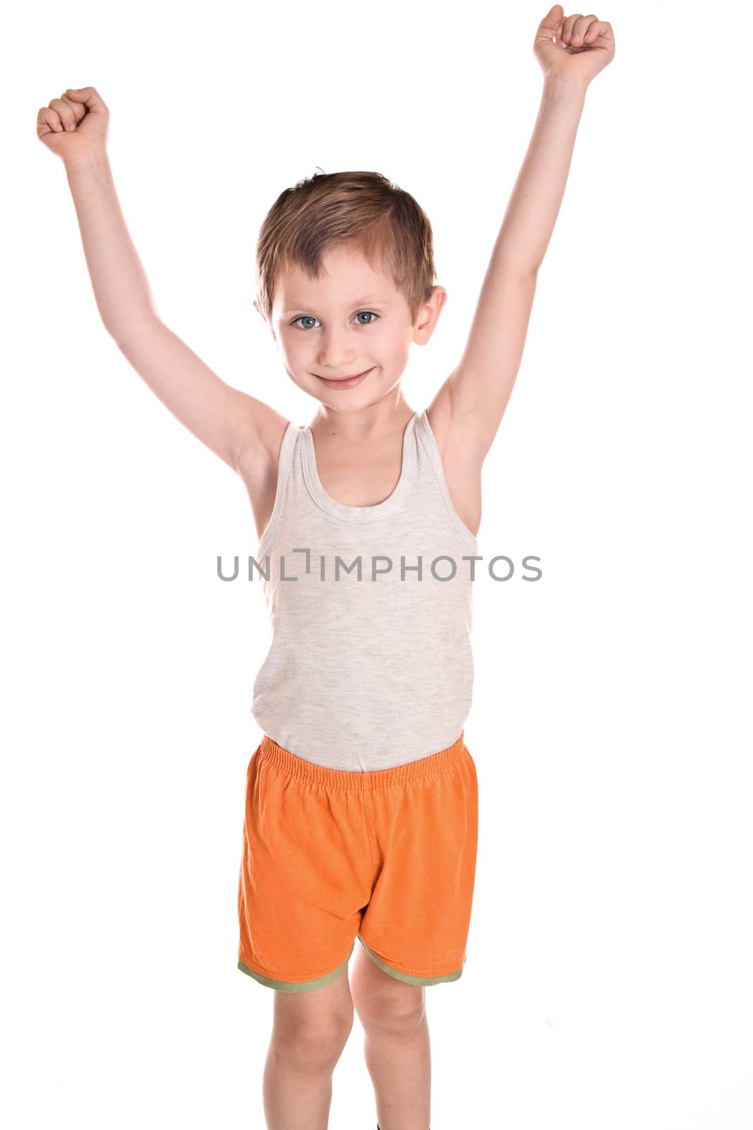 Portrait of happy child isolated on white background