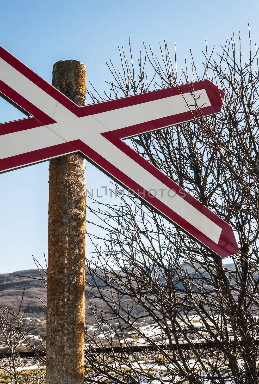 railroad crossing in Abruzzo region, italy