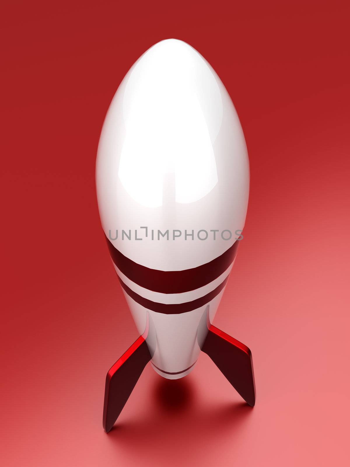 3D rendered Illustration. A cartoon rocket.