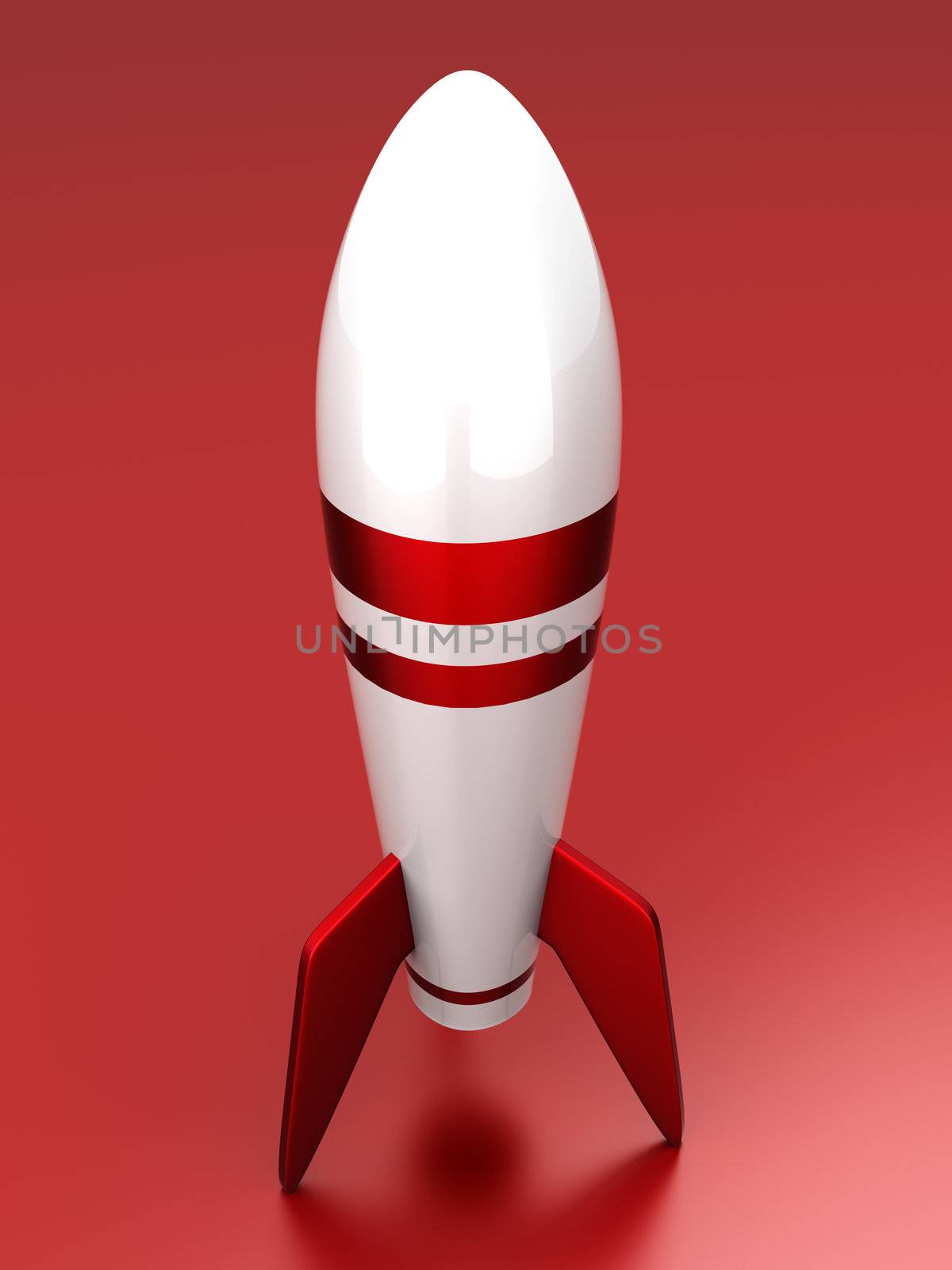 3D rendered Illustration. A cartoon rocket.