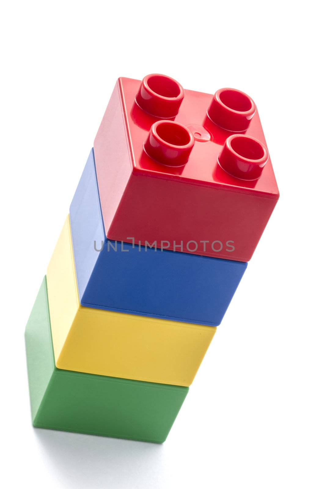 Colorful building blocks isolated on white background