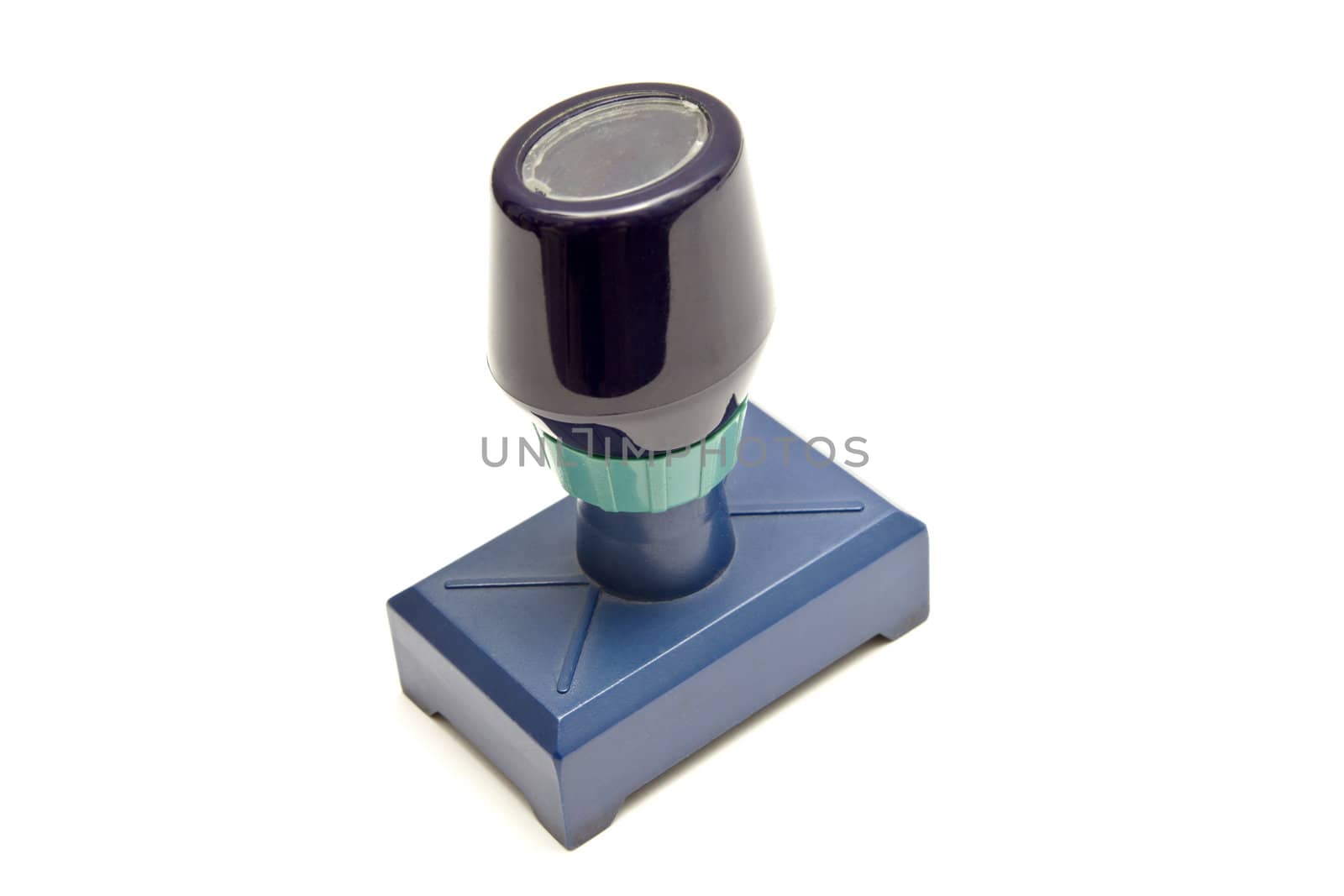 Blue stamp isolated on white background