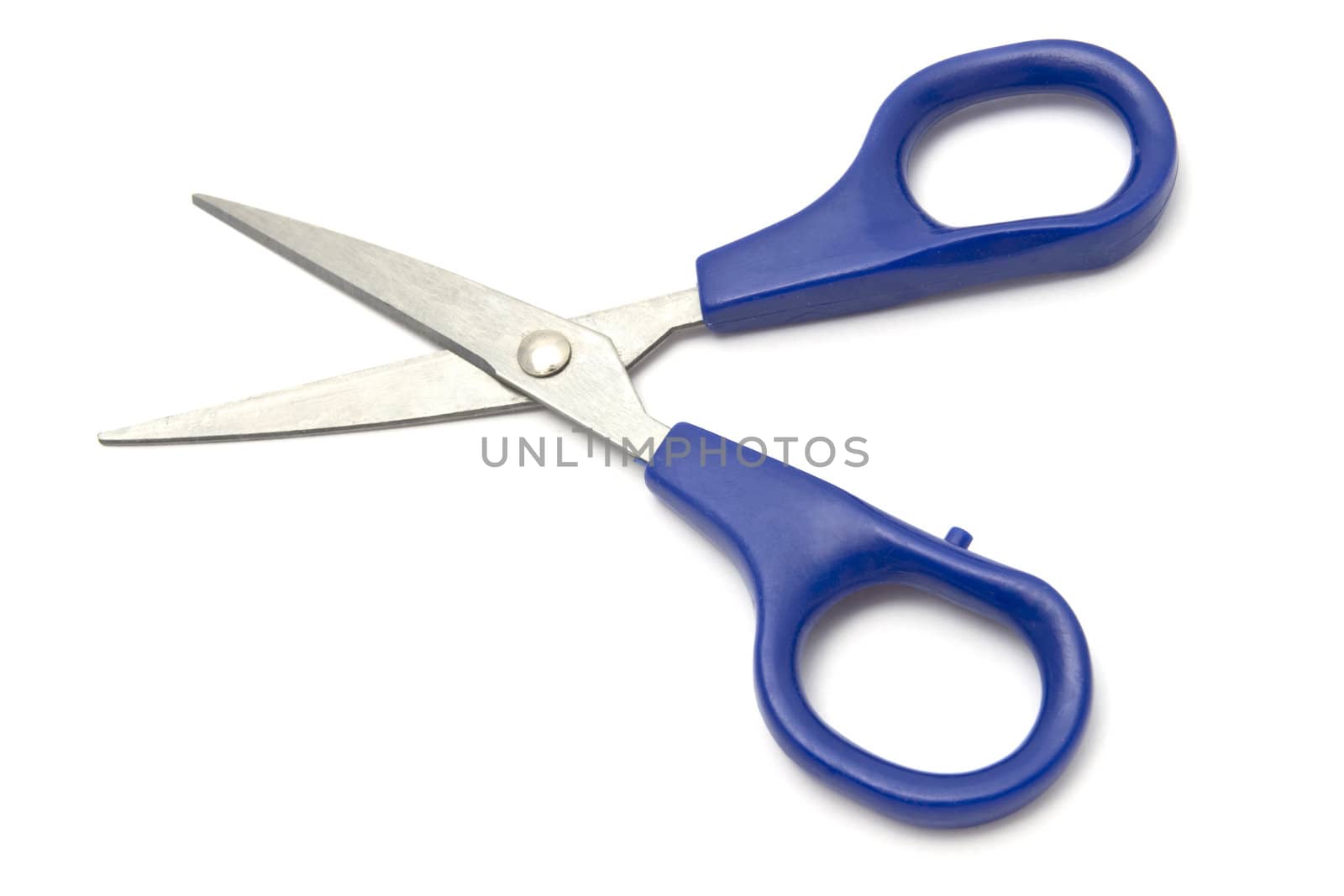 Blue scissors isolated on white background 
