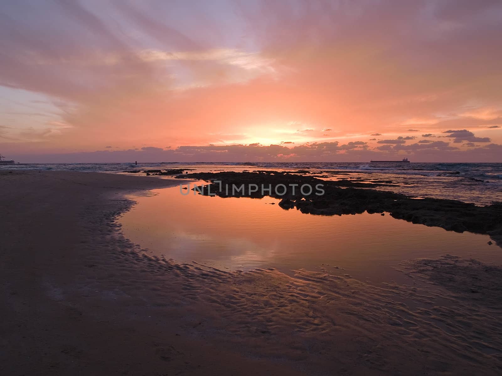 Beautiful seascape in dramatic strong colors sunset great ocean background image